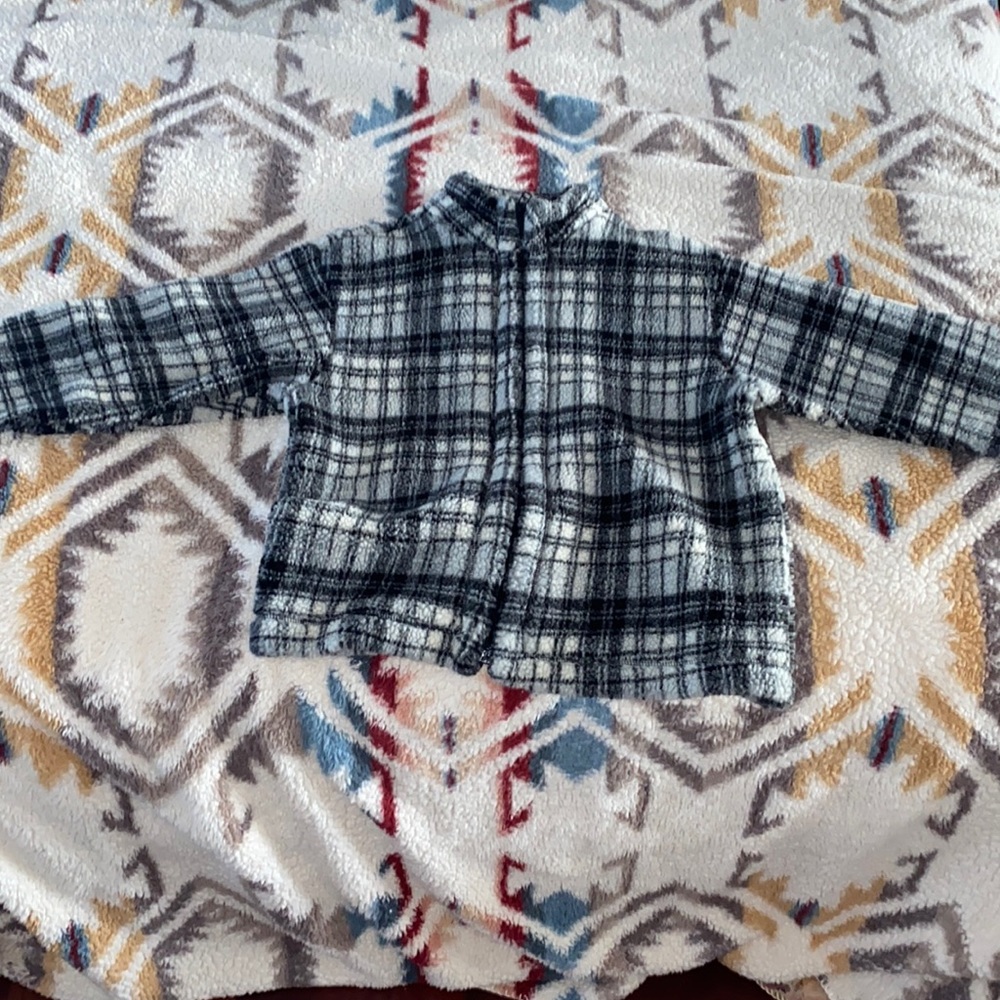 Fuzzy Plaid GAP zip-up